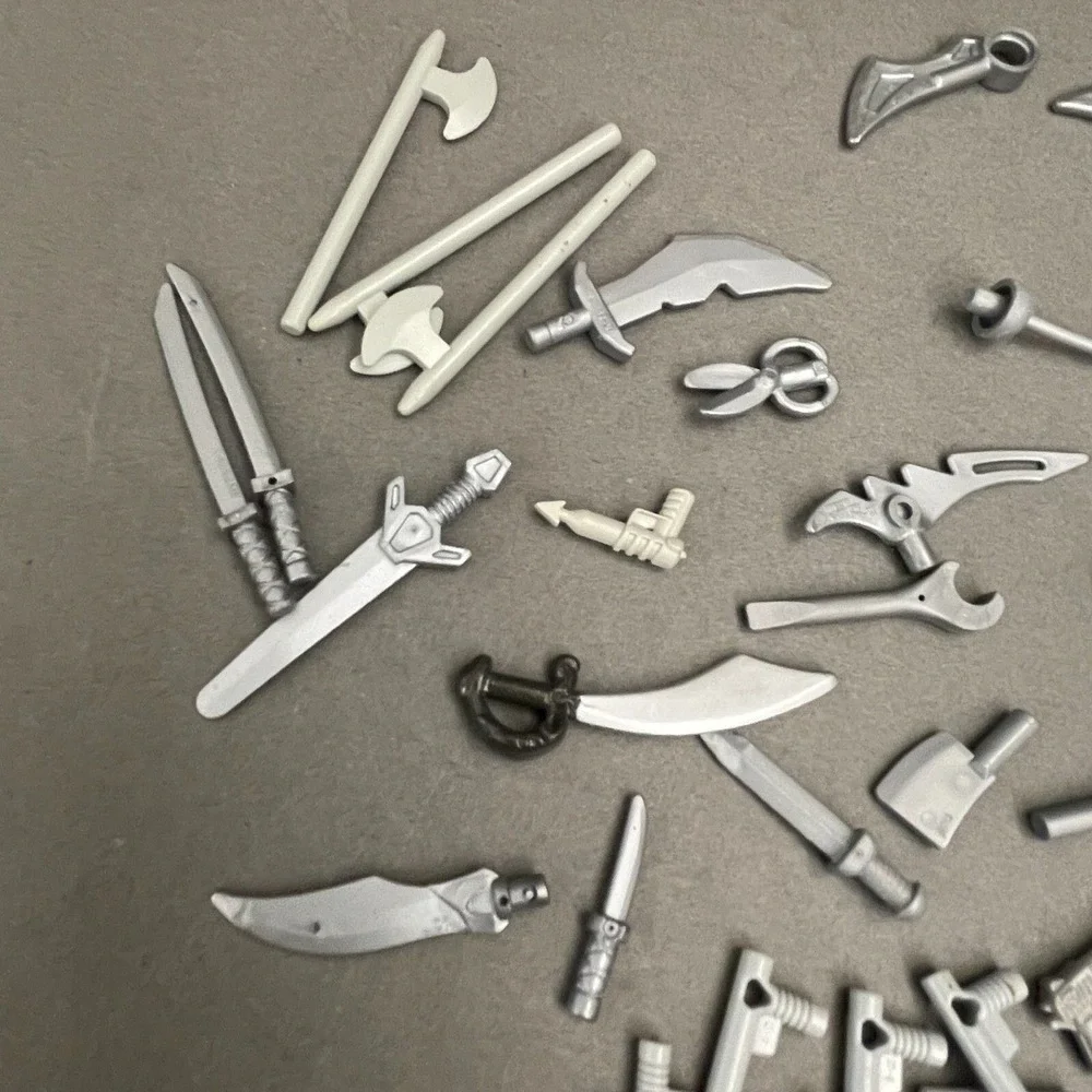 Lego Weapons Guns Swords Knives‎ Spears Gray Replacement Parts Pieces Lot of 50